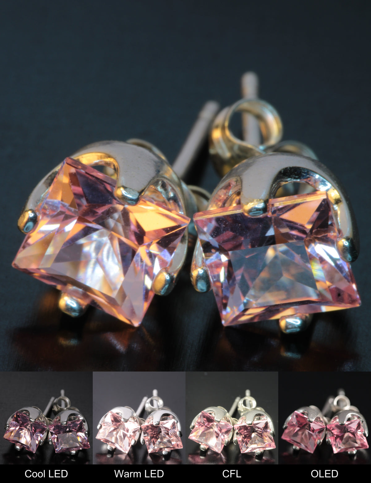 Faceted Square Stud Earrings Titanium Sapphire Stud Earrings