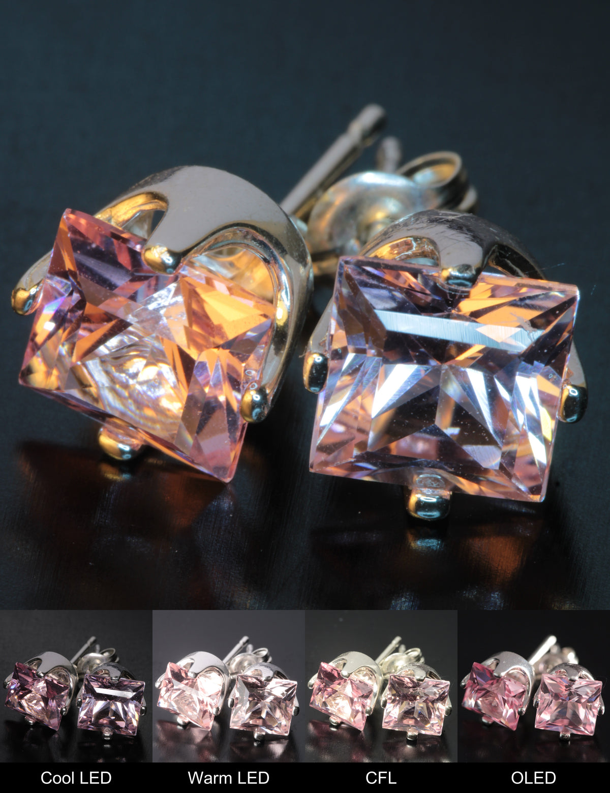 Faceted Square Stud Earrings Titanium Sapphire Stud Earrings