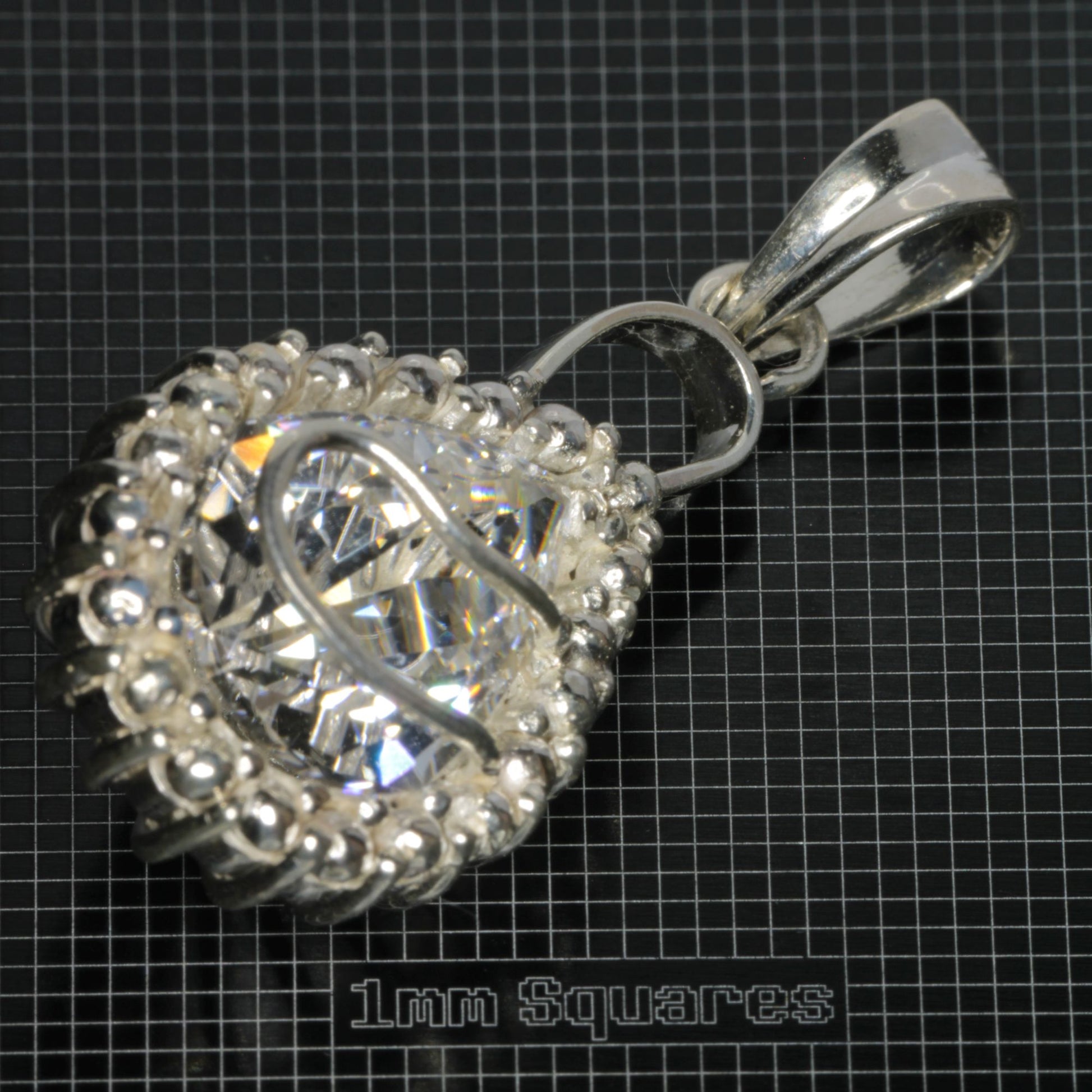 Sterling Silver Pendant With Faceted Pear Cut F-35 Window Sapphire