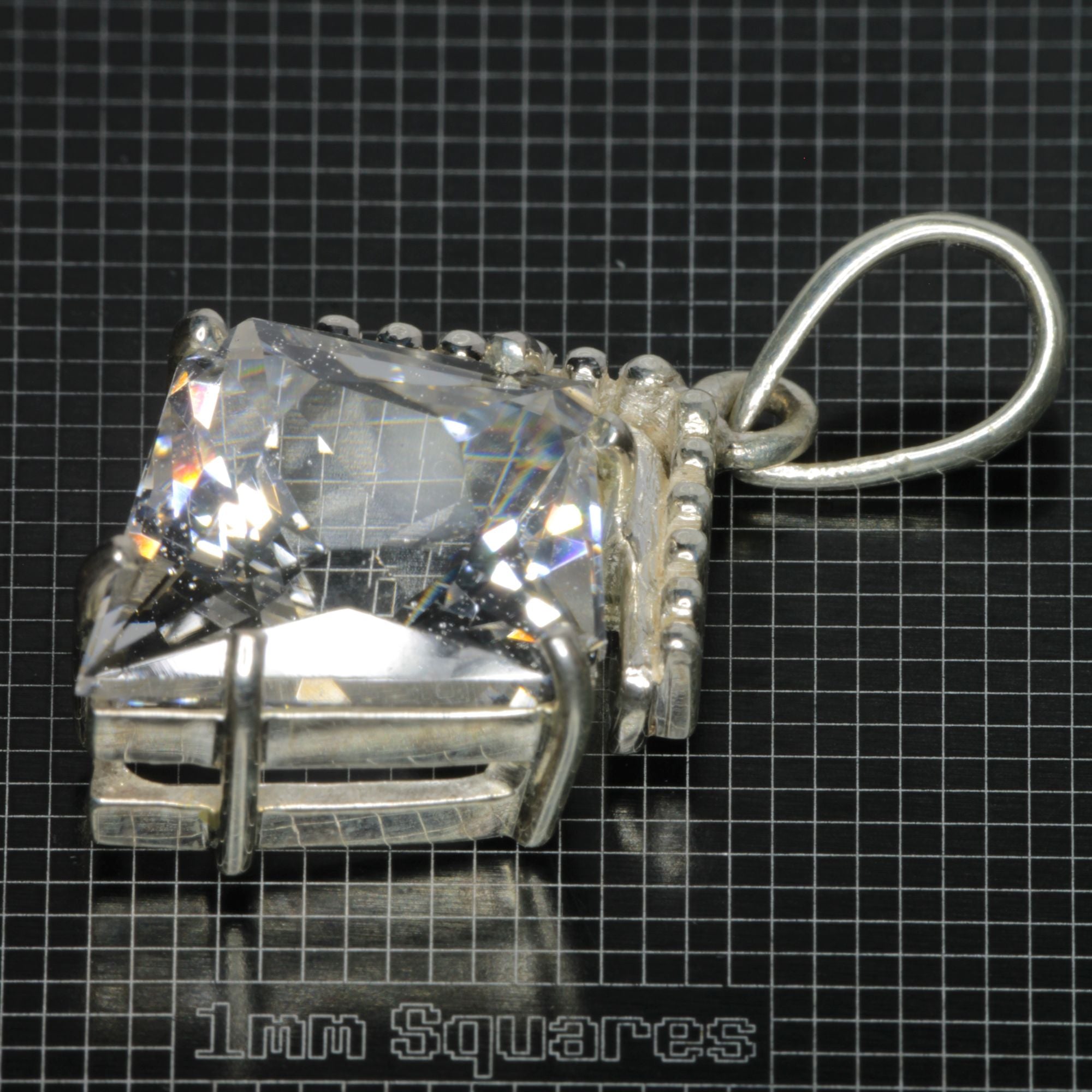 Sterling Silver Pendant With Faceted Kite Cut F-35 Window Sapphire