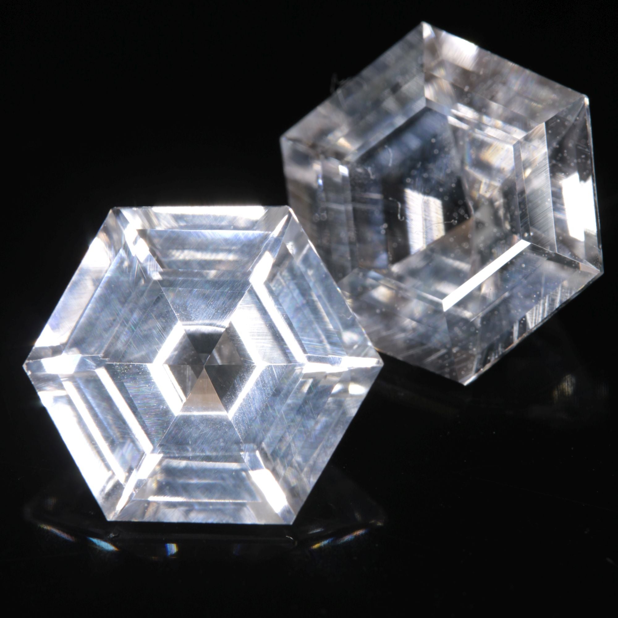 F35 Window Sapphire Faceted Hexagon Gemstone