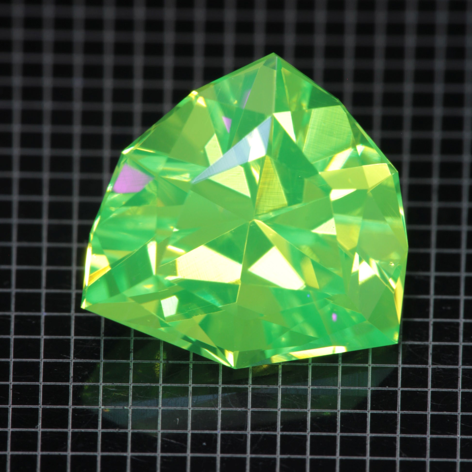 Faceted LuAG, Spiral Trillion Lutetium Aluminum Garnet Gemstone