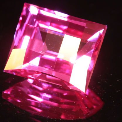Pink Ruby Checker Rectangle Gemstone