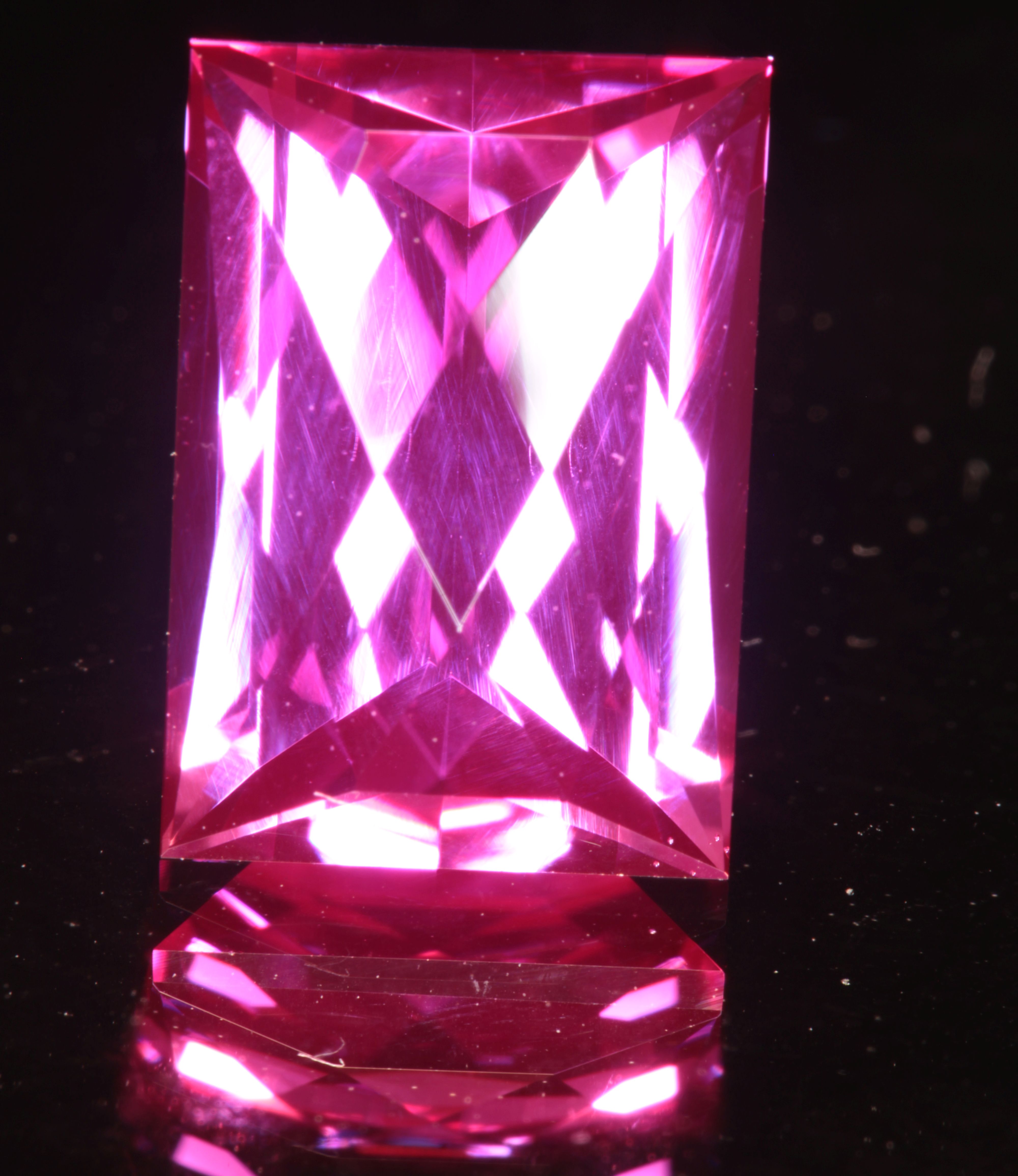 Pink Ruby Diamond Crown Rectangle Gemstone