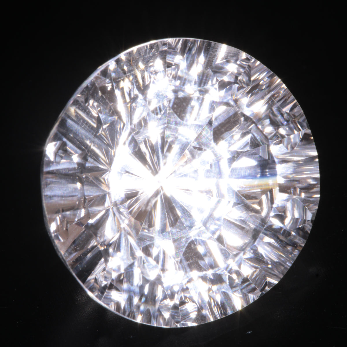 Faceted Colorless White Sapphire Complex Fantasy Round Fantasy Cut Gem