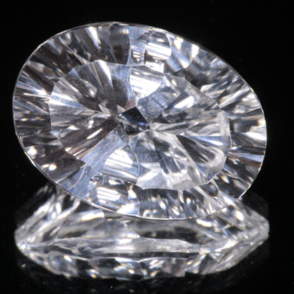 Faceted Colorless White Sapphire Fantasy Oval Fantasy Cut Gem