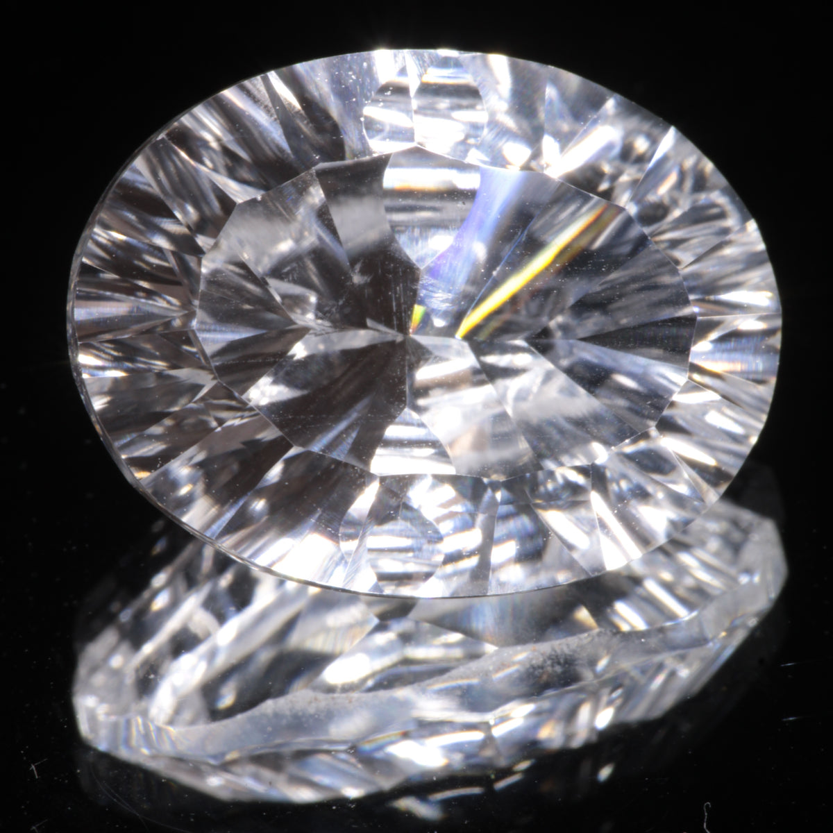 Faceted Colorless White Sapphire Fantasy Oval Fantasy Cut Gem