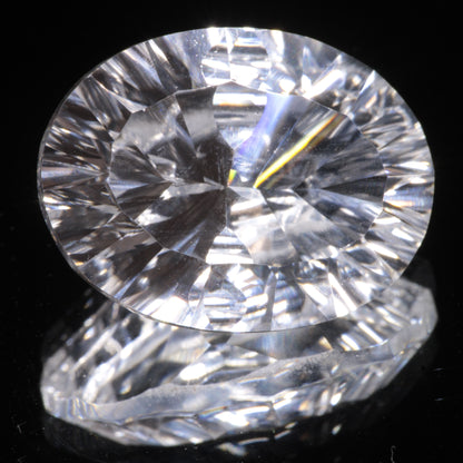 Faceted Colorless White Sapphire Fantasy Oval Fantasy Cut Gem