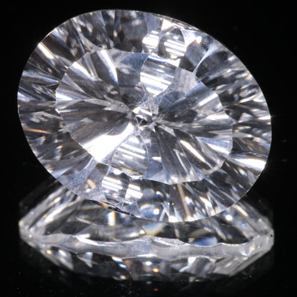 Faceted Colorless White Sapphire Fantasy Oval Fantasy Cut Gem