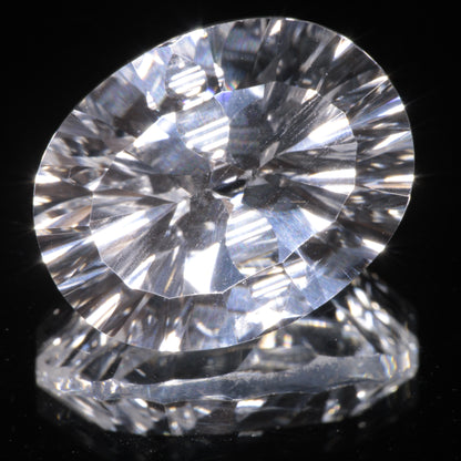 Faceted Colorless White Sapphire Fantasy Oval Fantasy Cut Gem