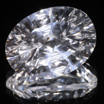 Faceted Colorless White Sapphire Fantasy Oval Fantasy Cut Gem