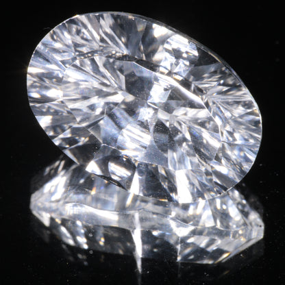 Faceted Colorless White Sapphire Fantasy Oval Fantasy Cut Gem