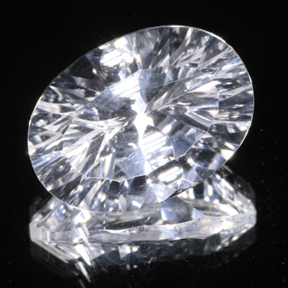 Faceted Colorless White Sapphire Fantasy Oval Fantasy Cut Gem