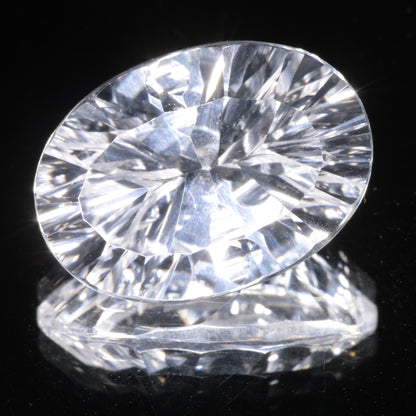 Faceted Colorless White Sapphire Fantasy Oval Fantasy Cut Gem