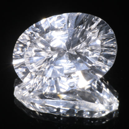 Faceted Colorless White Sapphire Fantasy Oval Fantasy Cut Gem