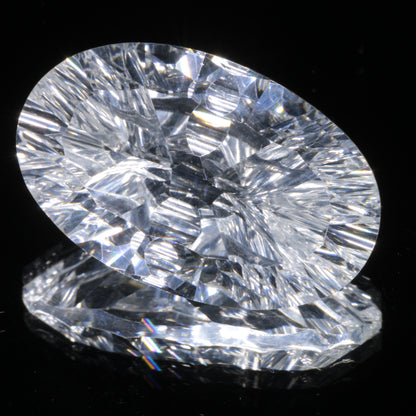Faceted Colorless White Sapphire Large Fantasy Oval Fantasy Cut Gem
