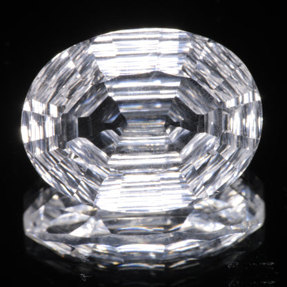 Faceted Colorless White Sapphire Rippled Oval Fantasy Cut Gem