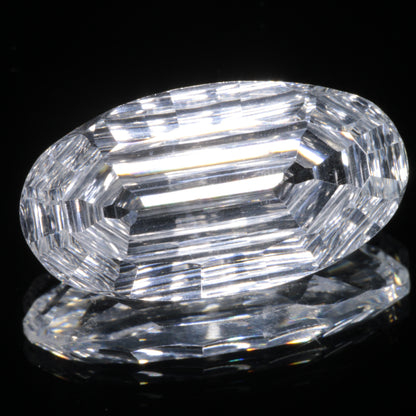 Faceted Colorless White Sapphire Rippled Oval Fantasy Cut Gem