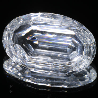 Faceted Colorless White Sapphire Rippled Oval Fantasy Cut Gem