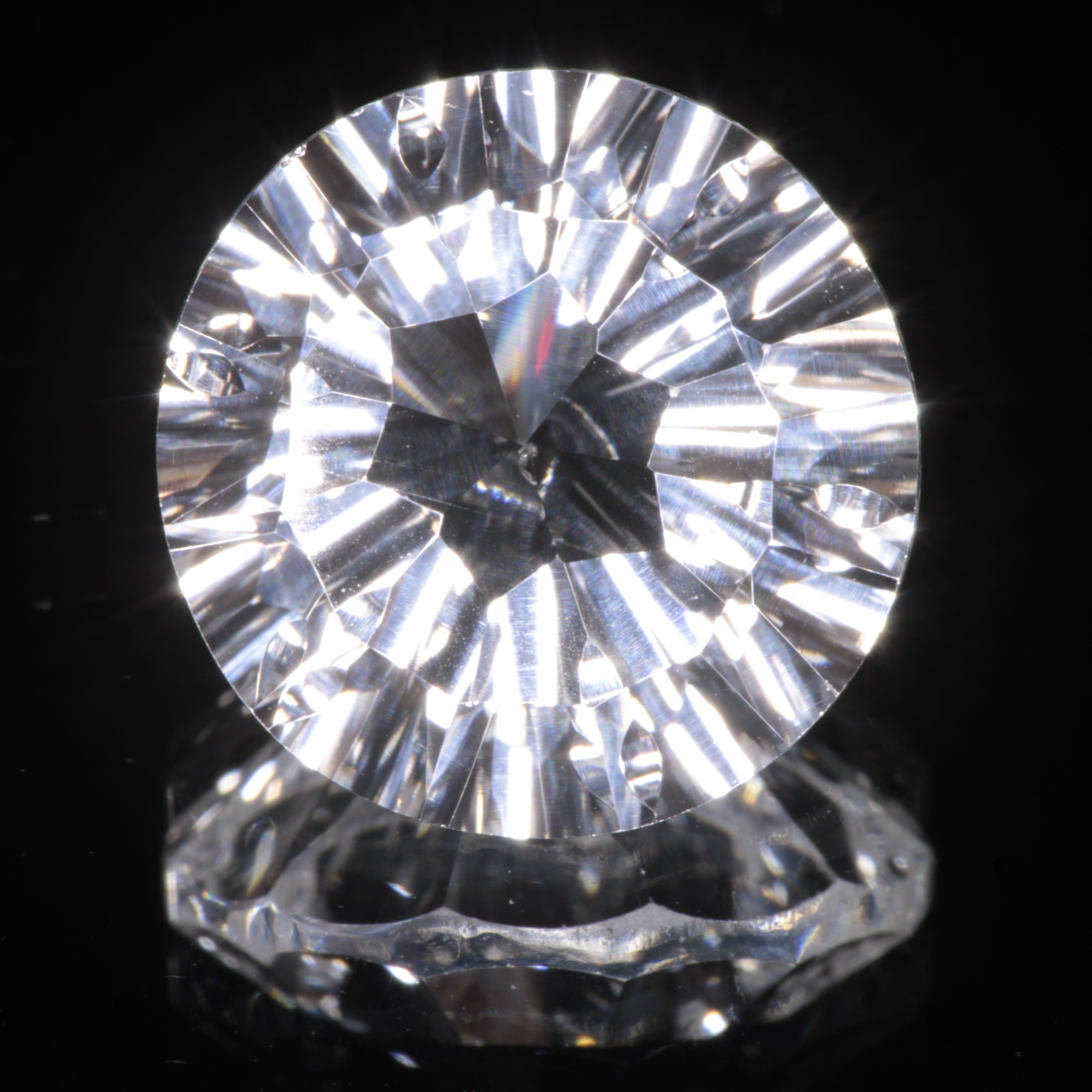 Faceted Colorless White Sapphire Fantasy Round Fantasy Cut Gem