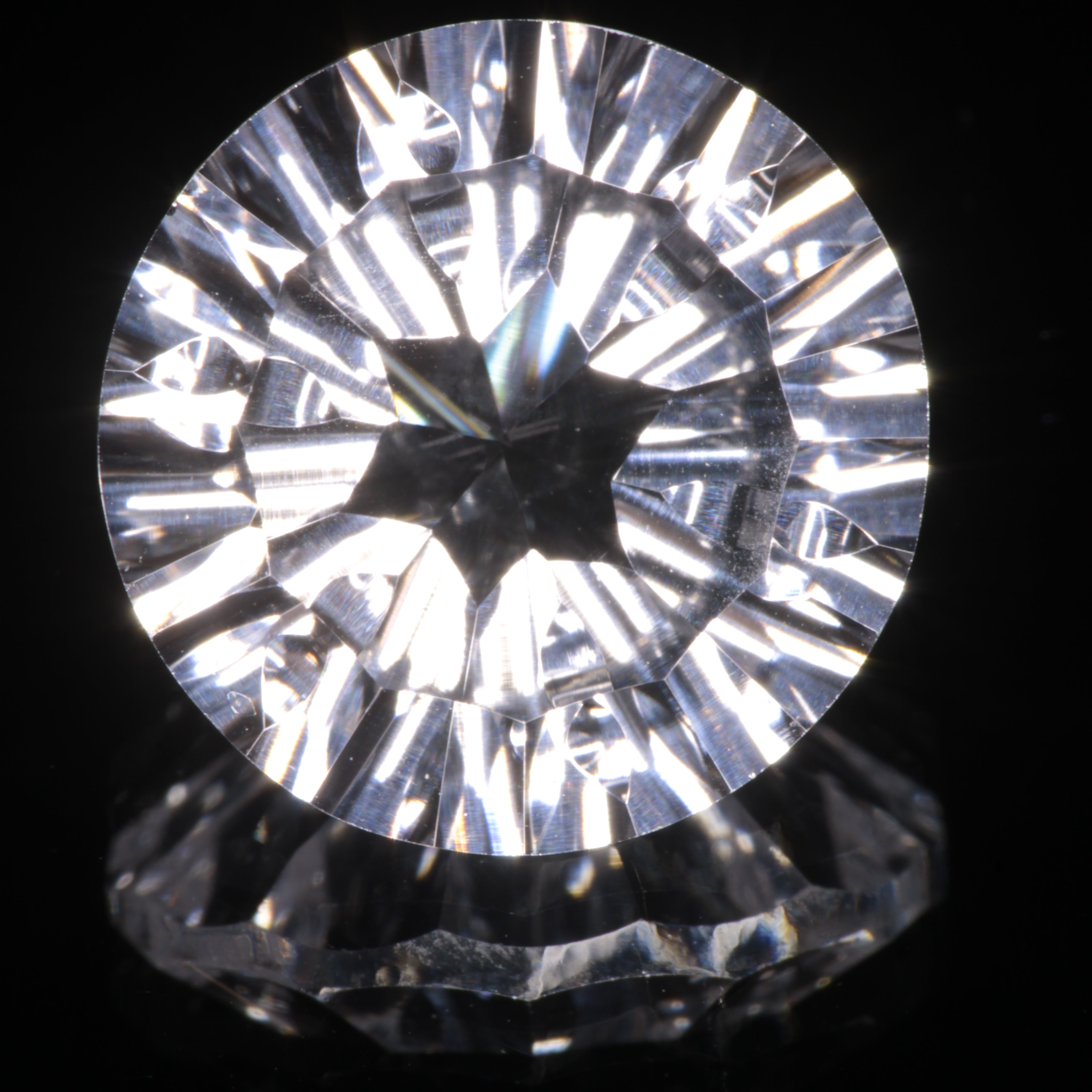 Faceted Colorless White Sapphire Fantasy Round Fantasy Cut Gem