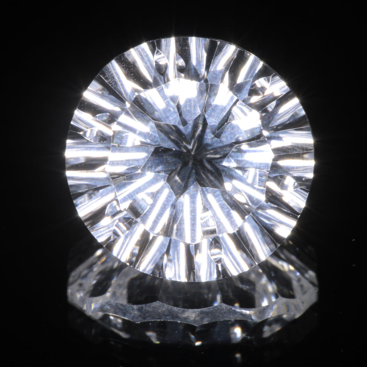Faceted Colorless White Sapphire Fantasy Round Fantasy Cut Gem
