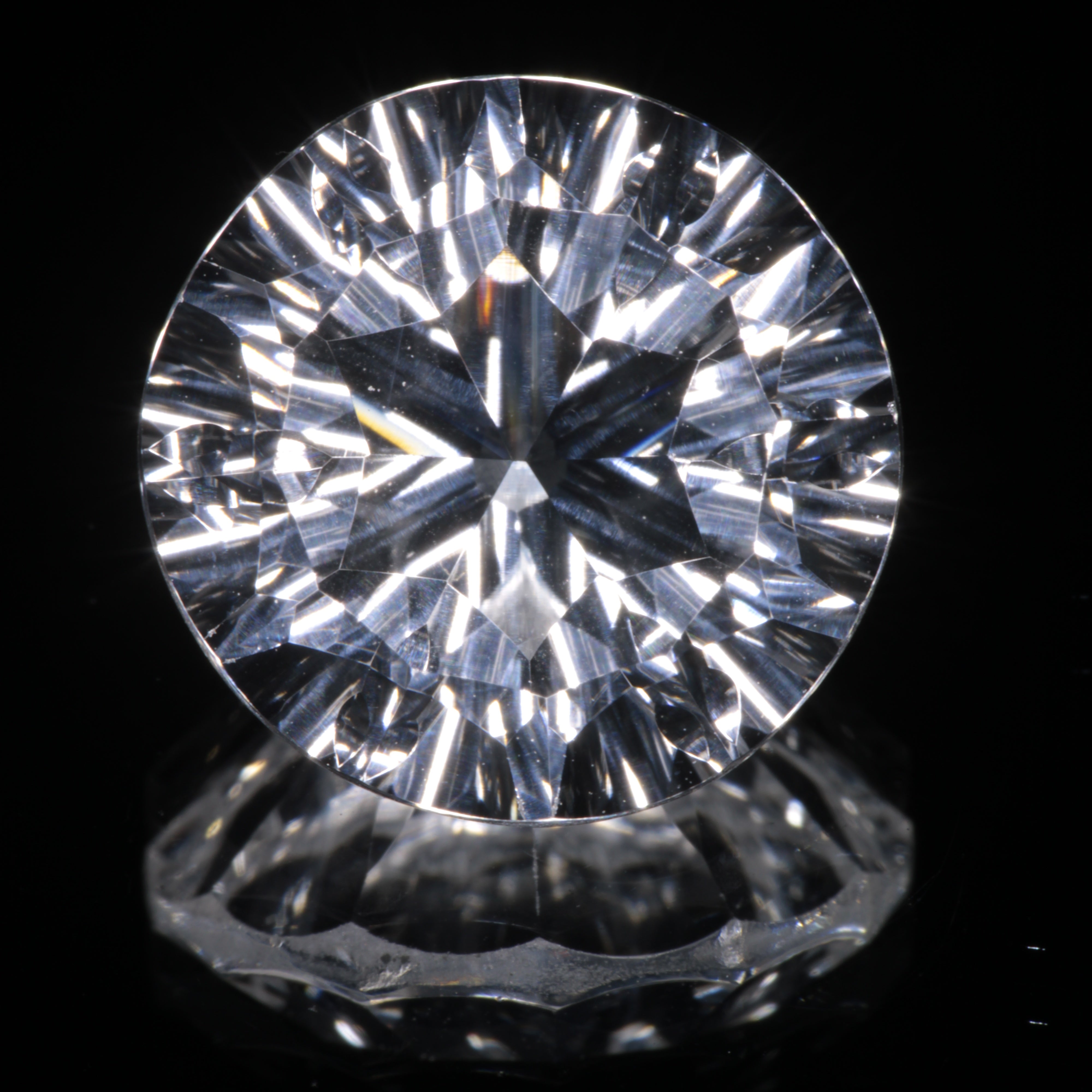 Faceted Colorless White Sapphire Fantasy Round Fantasy Cut Gem