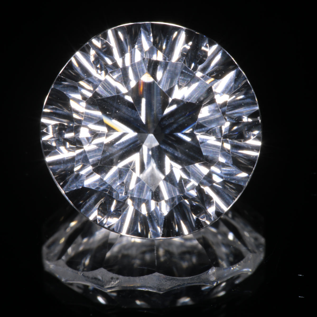 Faceted Colorless White Sapphire Fantasy Round Fantasy Cut Gem