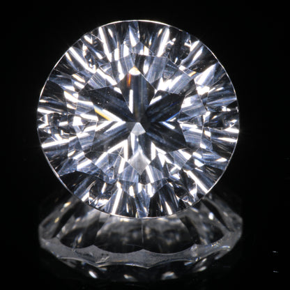 Faceted Colorless White Sapphire Fantasy Round Fantasy Cut Gem