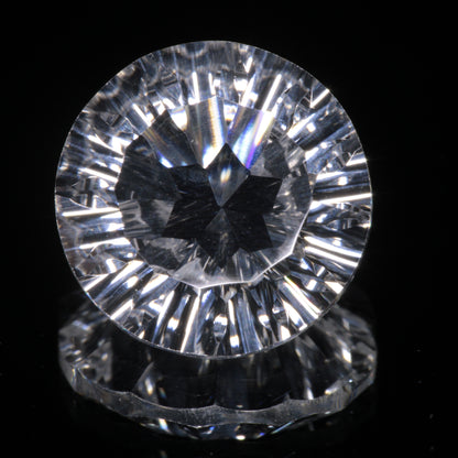 Faceted Colorless White Sapphire Fantasy Round Fantasy Cut Gem
