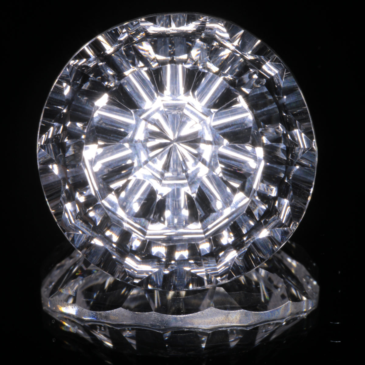 Faceted Colorless White Sapphire Fantasy Round Fantasy Cut Gem