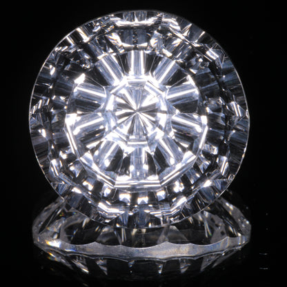 Faceted Colorless White Sapphire Fantasy Round Fantasy Cut Gem