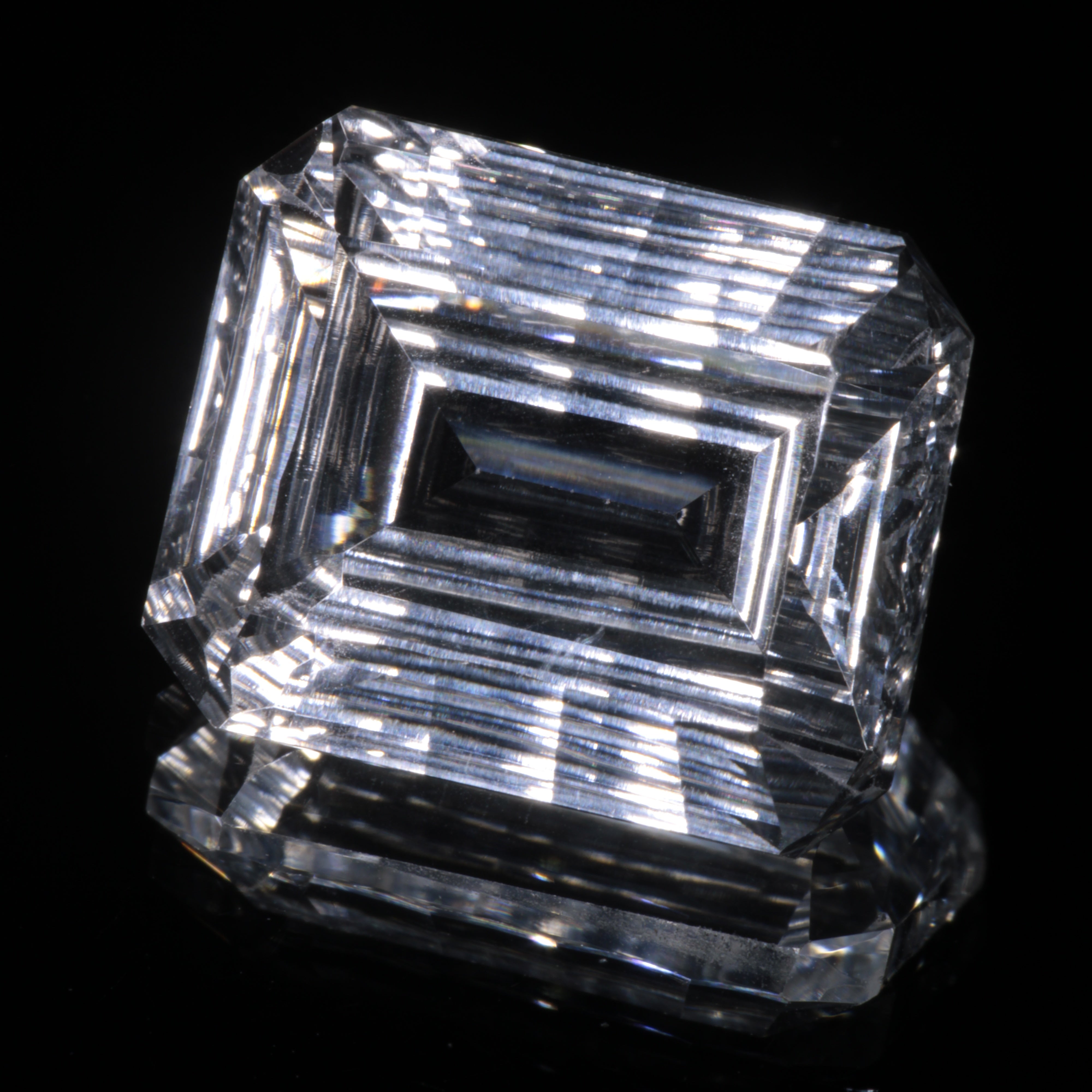 Faceted Colorless White Sapphire Fantasy Rectangle Fantasy Cut Gem