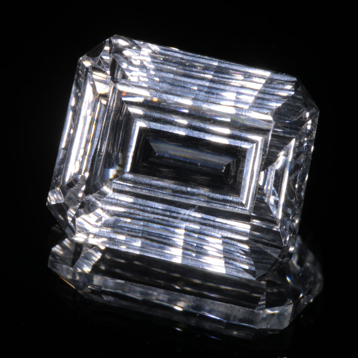 Faceted Colorless White Sapphire Fantasy Rectangle Fantasy Cut Gem