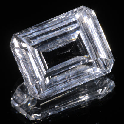 Faceted Colorless White Sapphire Fantasy Rectangle Fantasy Cut Gem