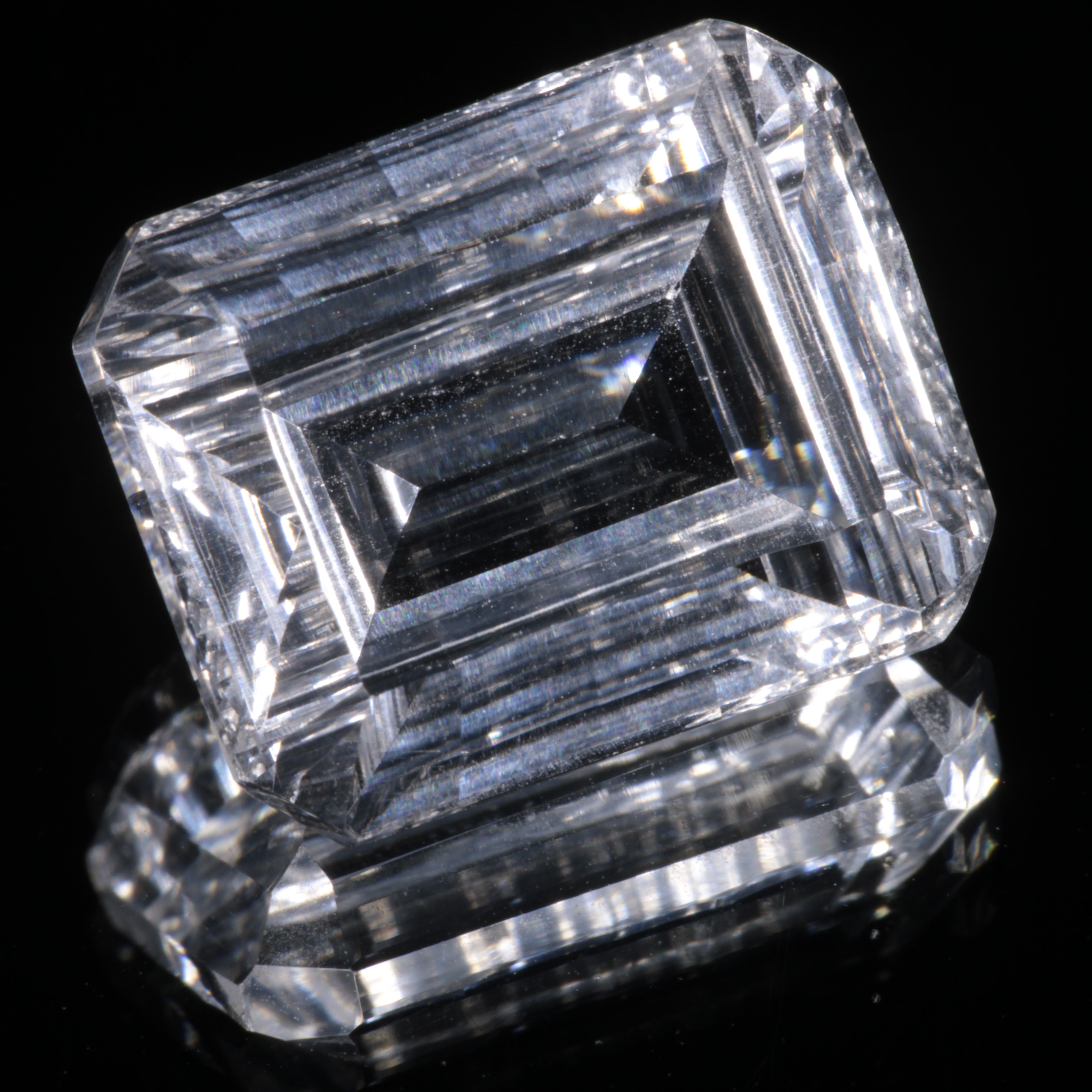 Faceted Colorless White Sapphire Fantasy Rectangle Fantasy Cut Gem