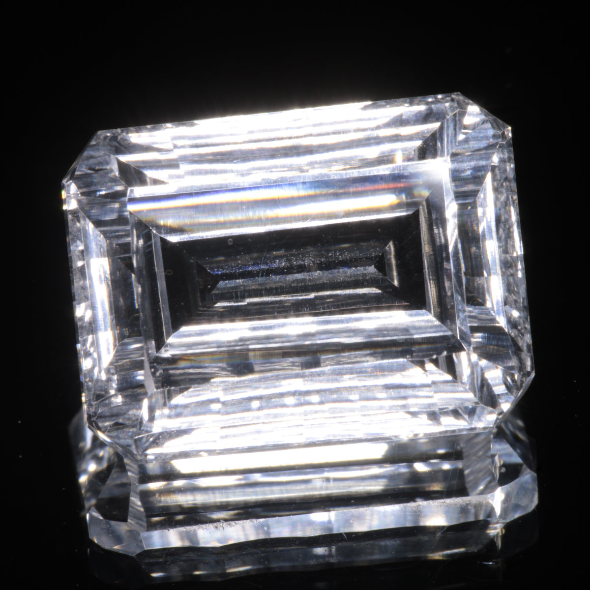 Faceted Colorless White Sapphire Fantasy Rectangle Fantasy Cut Gem