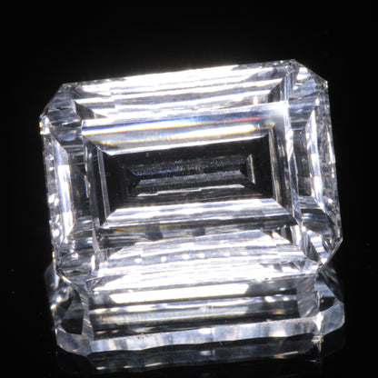 Faceted Colorless White Sapphire Fantasy Rectangle Fantasy Cut Gem