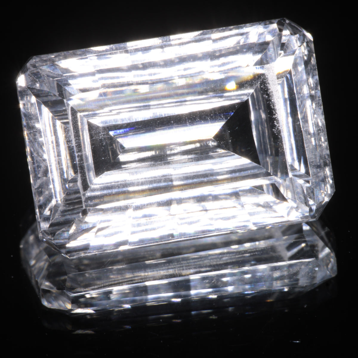 Faceted Colorless White Sapphire Fantasy Rectangle Fantasy Cut Gem