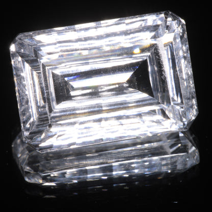 Faceted Colorless White Sapphire Fantasy Rectangle Fantasy Cut Gem