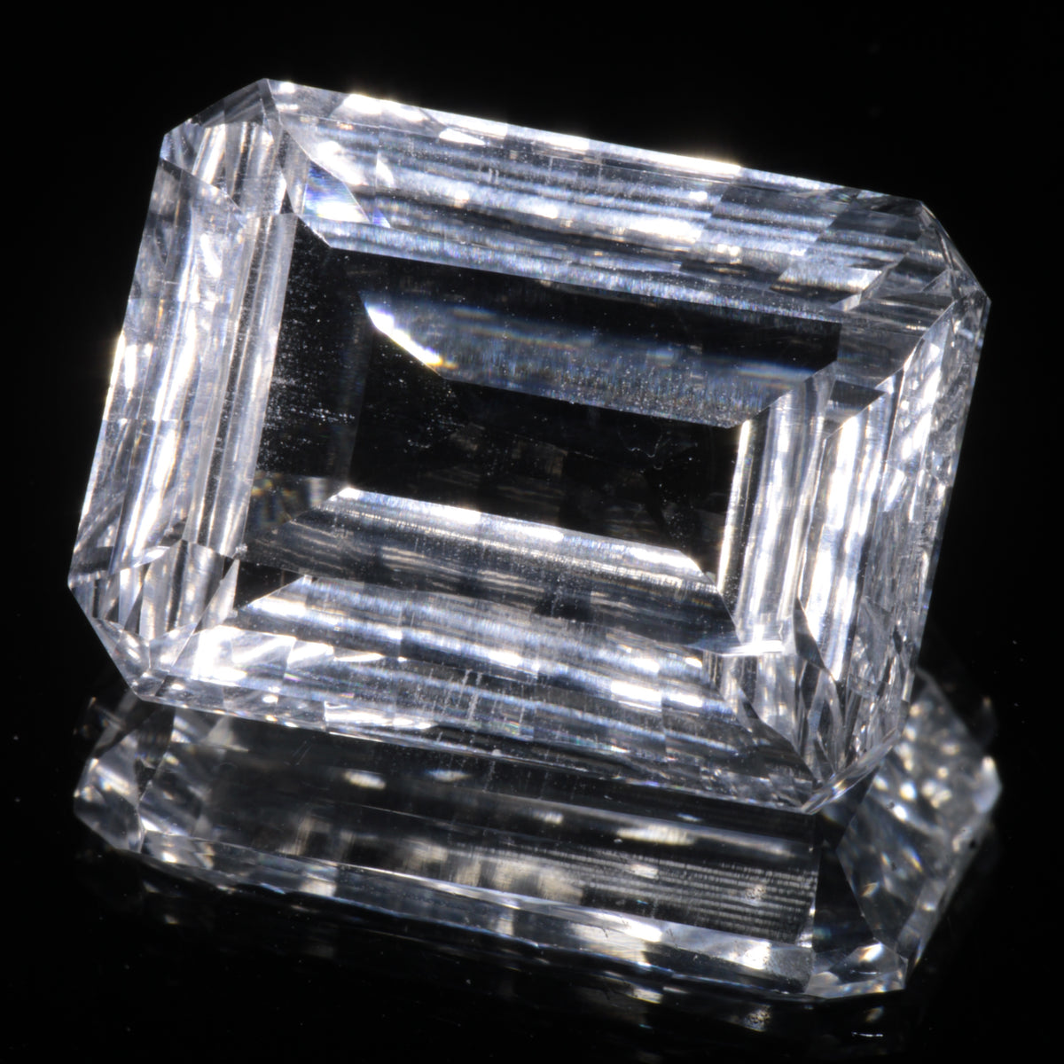 Faceted Colorless White Sapphire Fantasy Rectangle Fantasy Cut Gem