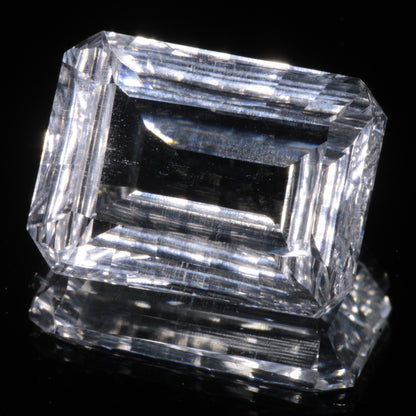 Faceted Colorless White Sapphire Fantasy Rectangle Fantasy Cut Gem