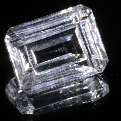 Faceted Colorless White Sapphire Fantasy Rectangle Fantasy Cut Gem