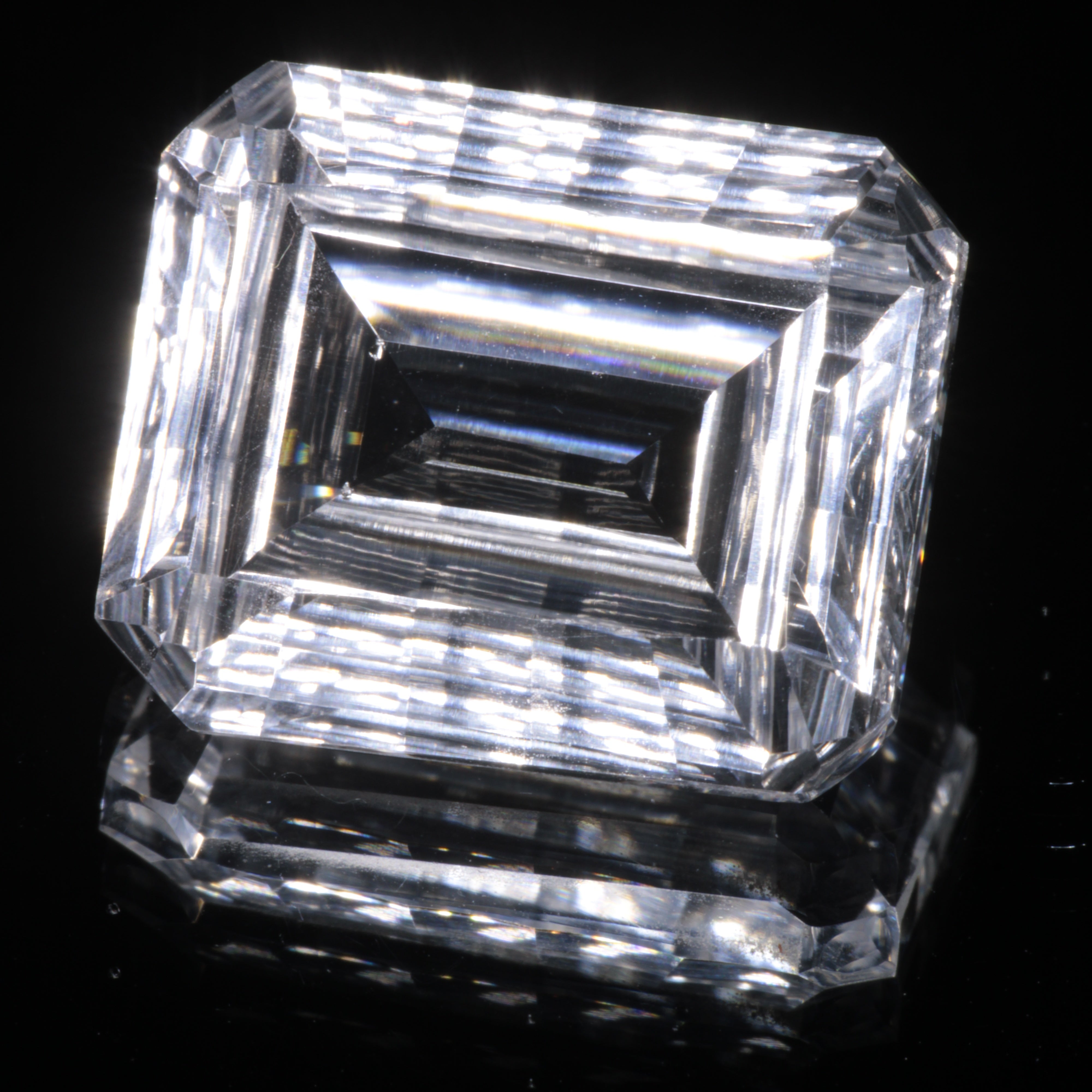Faceted Colorless White Sapphire Fantasy Rectangle Fantasy Cut Gem