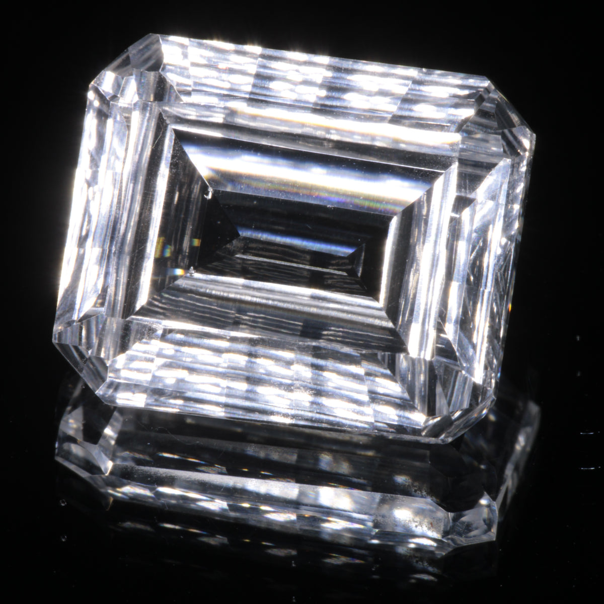 Faceted Colorless White Sapphire Fantasy Rectangle Fantasy Cut Gem