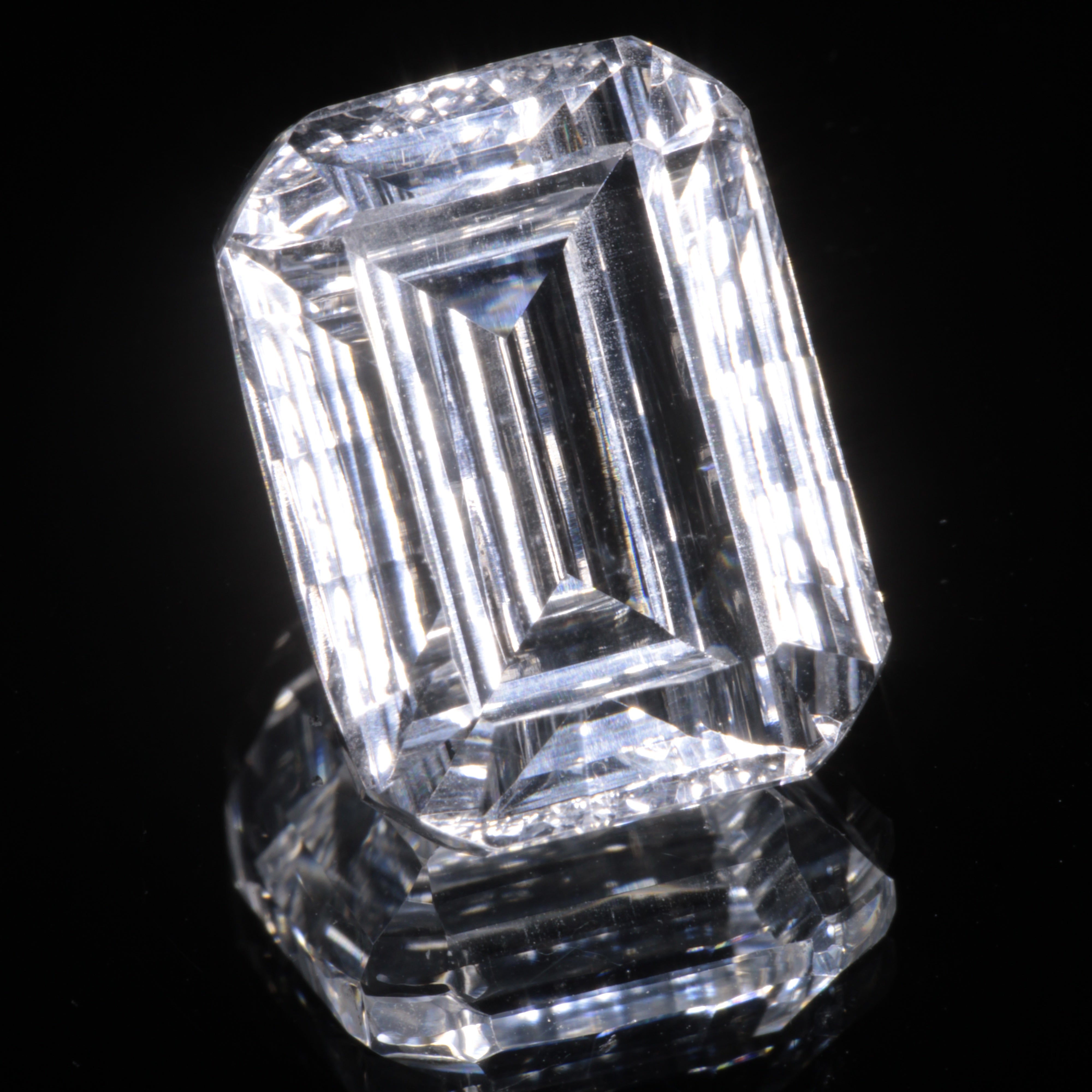 Faceted Colorless White Sapphire Fantasy Rectangle Fantasy Cut Gem