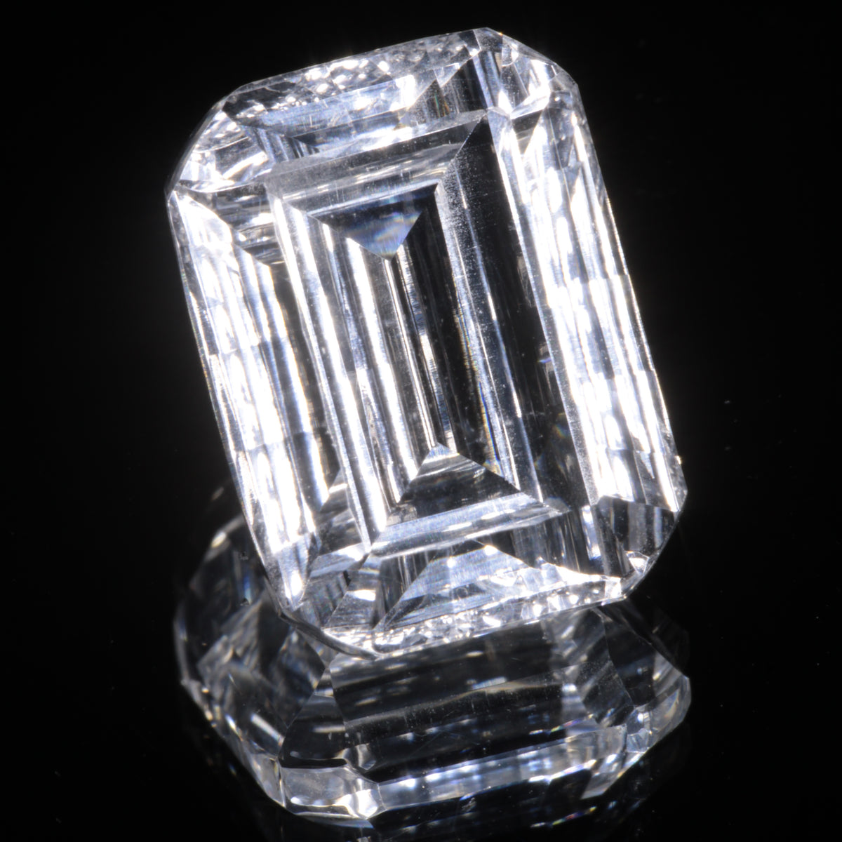 Faceted Colorless White Sapphire Fantasy Rectangle Fantasy Cut Gem