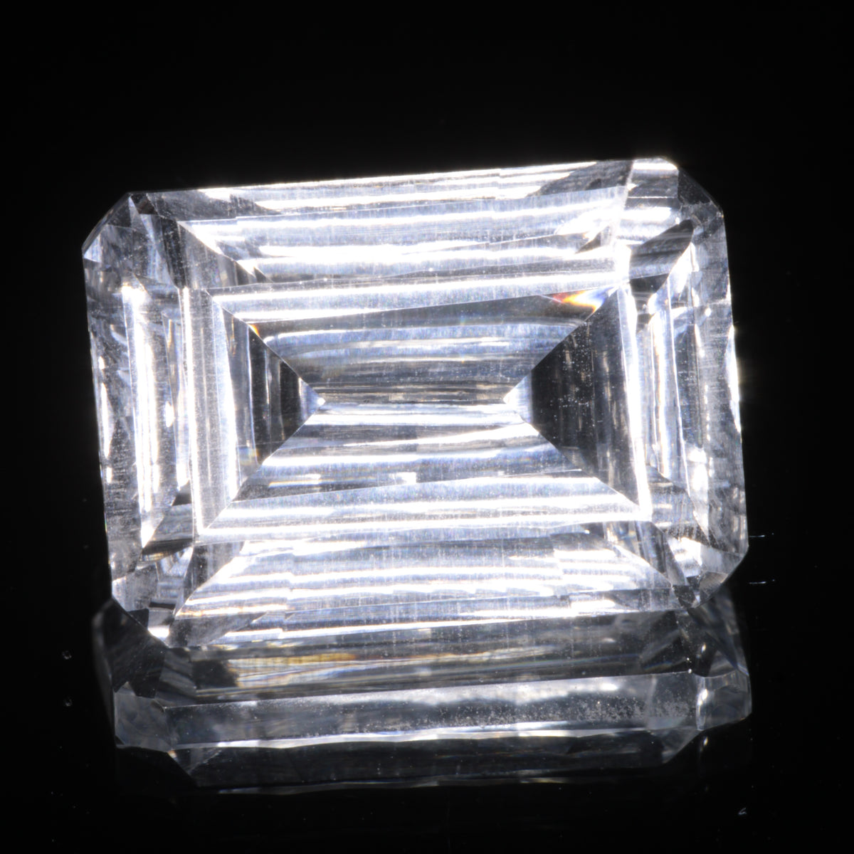 Faceted Colorless White Sapphire Fantasy Rectangle Fantasy Cut Gem
