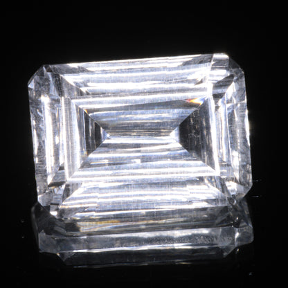 Faceted Colorless White Sapphire Fantasy Rectangle Fantasy Cut Gem