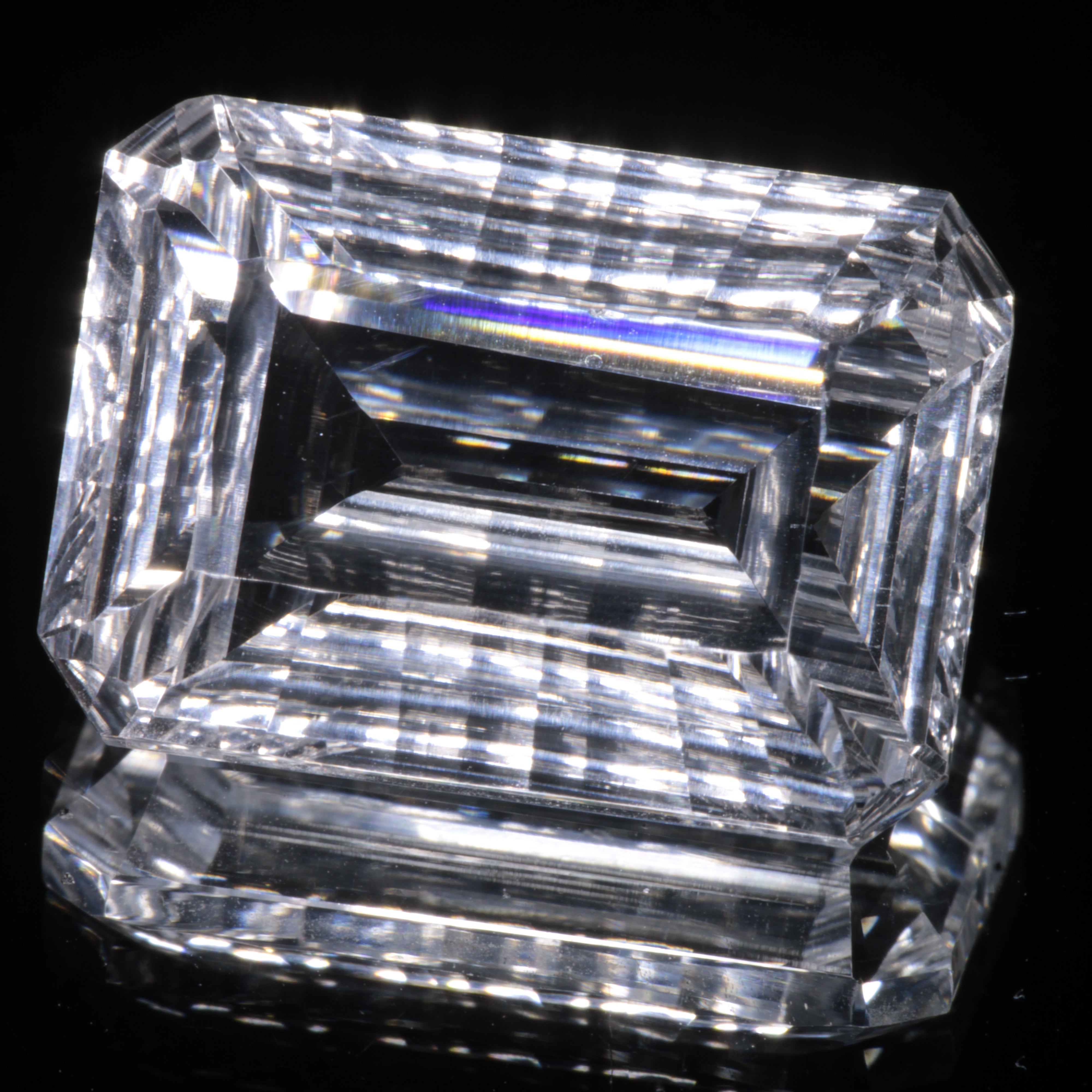 Faceted Colorless White Sapphire Fantasy Rectangle Fantasy Cut Gem